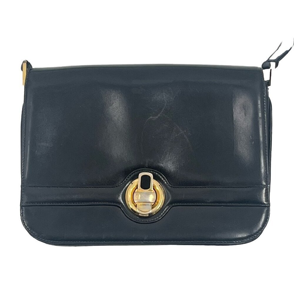 Vintage Pova Roma Black Leather Shoulder Bag